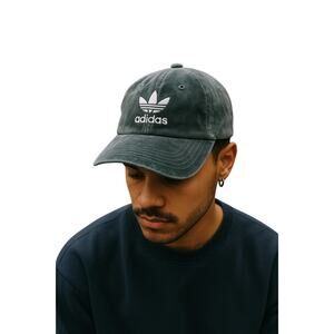 Adidas Hat Strapback Gray Soft  Adjustable White Trefoil Logo Cap